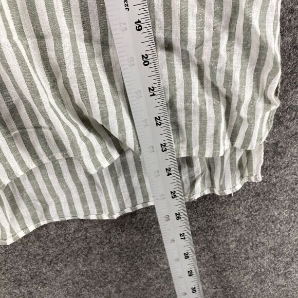 5/$45 Caslon Blouse Women L Large Gray Striped Short Sleeve Linen Crew Neck - Picture 8 of 9
